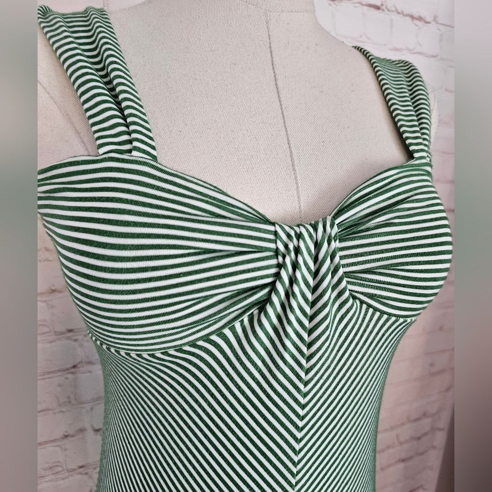 Max Studio Micro Striped Maxi Dress | Green & White | XS | EUC - Picture 3 of 10
